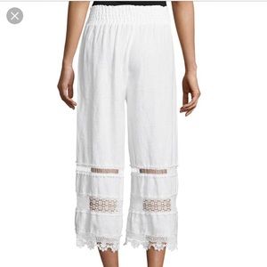 Johnny was white linen crop pants with crochet sm